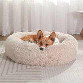 Hot Seller Soft Donut round Pet Bed Cat Dog Cushion Fluffy Long Plush Waterproof Calming Dog Bed