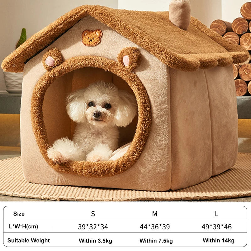 Foldable Dog House Kennel Bed Mat for Small Medium Dogs Cats Winter Warm Cat Bed Nest Basket Pets Puppy Cave Sofa Pet Products