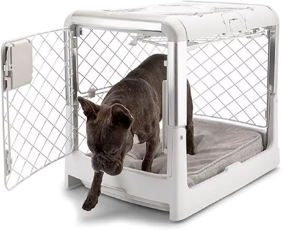 DIGGS Revol Collapsible Dog Crate with Wheels Premium Portable Dog Crate Safe, Stylish,And Convenient Indoor Kennel(Ash,Small)