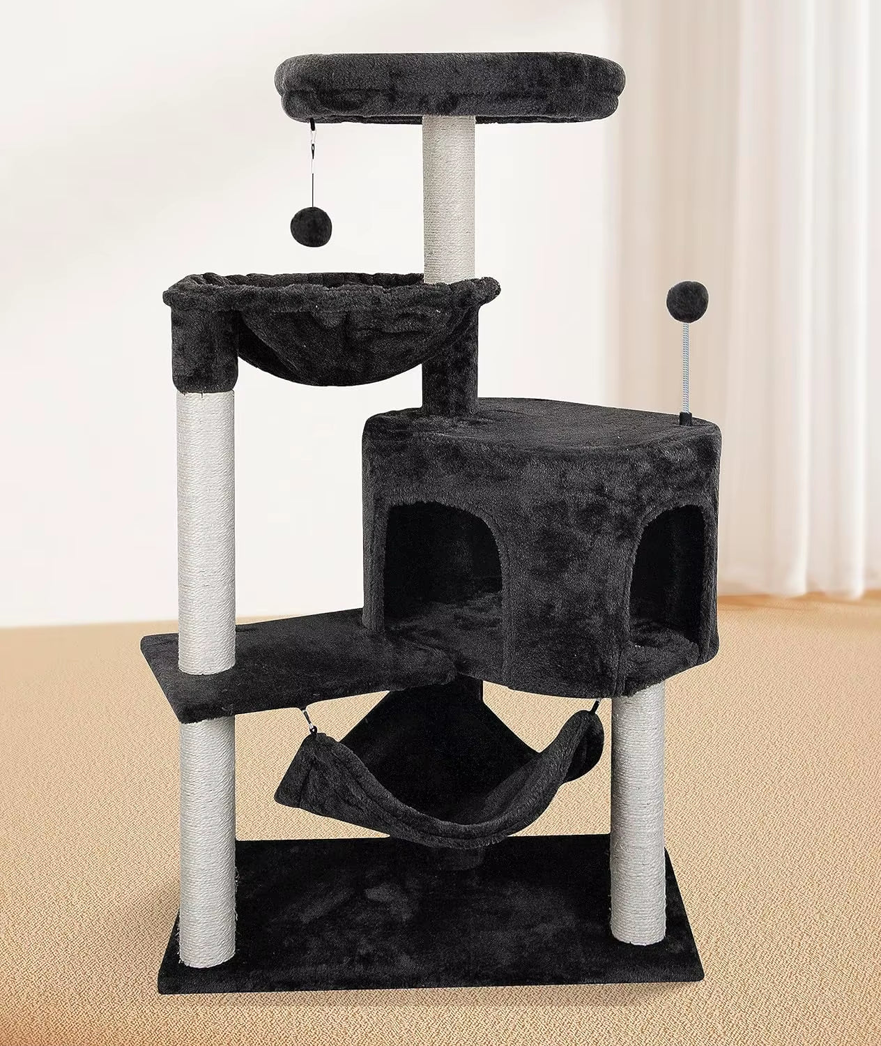 54In Cat Tree Tower Condo Furniture Cat Scratcher Post for Kittens Pet House Play Cat Trees and Scratcher
