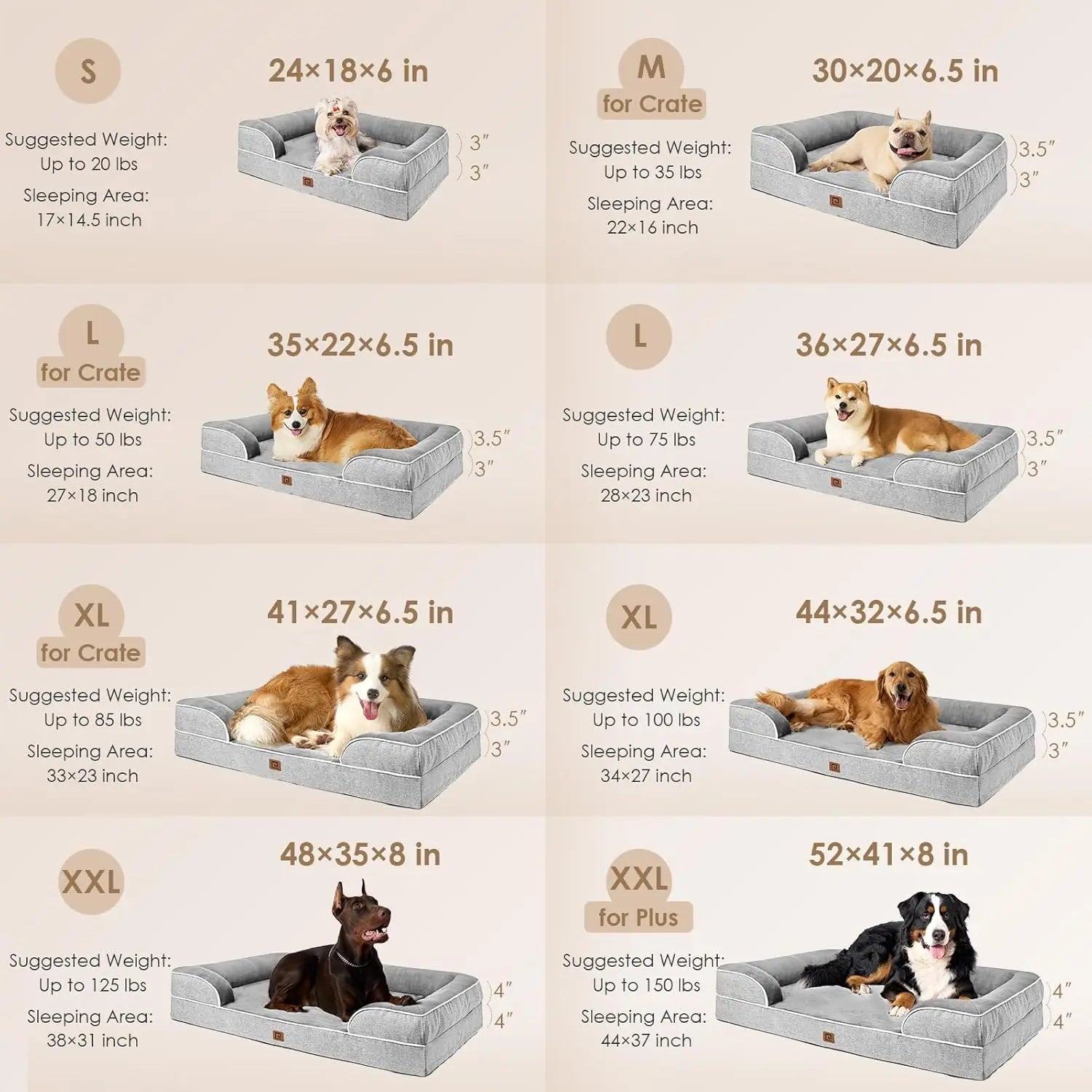 2025 New Arrival XL Dog Bed Waterproof Memory Foam Orthopedic Extra Large Dog Bed Egg-Crate Sides Non-Slip Washable Winter
