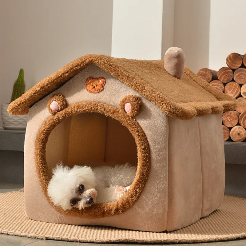 Foldable Dog House Kennel Bed Mat for Small Medium Dogs Cats Winter Warm Cat Bed Nest Basket Pets Puppy Cave Sofa Pet Products