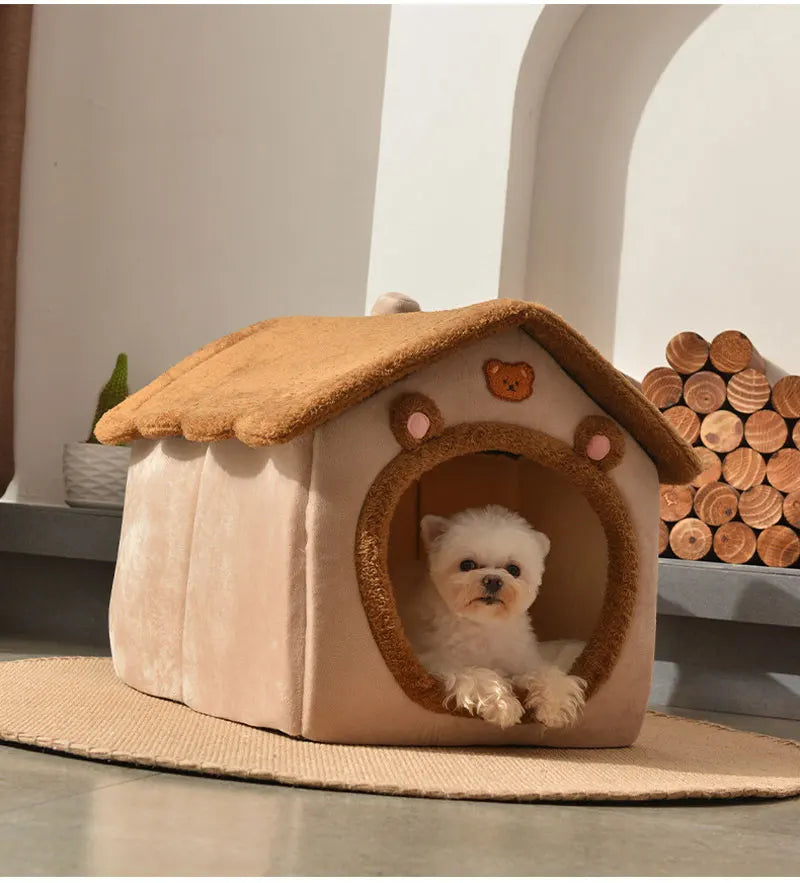 Foldable Dog House Kennel Bed Mat for Small Medium Dogs Cats Winter Warm Cat Bed Nest Basket Pets Puppy Cave Sofa Pet Products