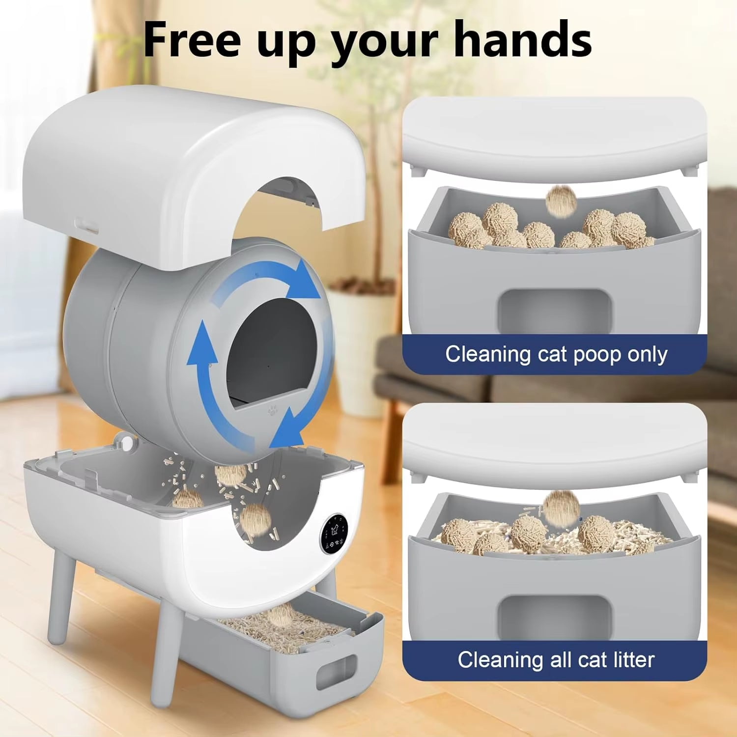 OEM/ODM Open Top Self-Cleaning Cat Litter Box Low Noise APP Control with Safety Sensor for Multiple Cats Easy Clean Feature
