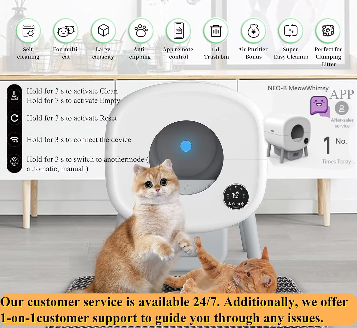 OEM/ODM Open Top Self-Cleaning Cat Litter Box Low Noise APP Control with Safety Sensor for Multiple Cats Easy Clean Feature